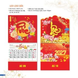 Lịch Bloc 2027 AC Mẫu AC09 (34  x  37 cm) Giải Pháp Combo Quà Tết Doanh Nghiệp in logo doanh nghiệp quà tặng Tết tại Combo Giftset VN