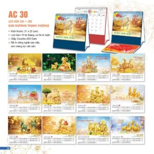 Lịch Để Bàn 2027 AC Mẫu AC30 (21 x 22 cm) Giải Pháp Combo Quà Tết Doanh Nghiệp in logo doanh nghiệp quà tặng Tết tại Combo Giftset VN