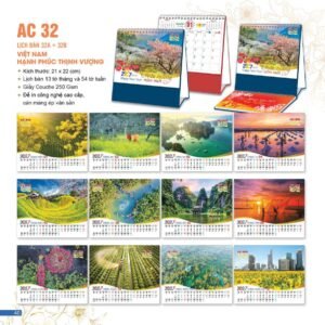 Lịch Để Bàn 2027 AC Mẫu AC32 (21 x 22 cm) Giải Pháp Combo Quà Tết Doanh Nghiệp in logo doanh nghiệp quà tặng Tết tại Combo Giftset VN