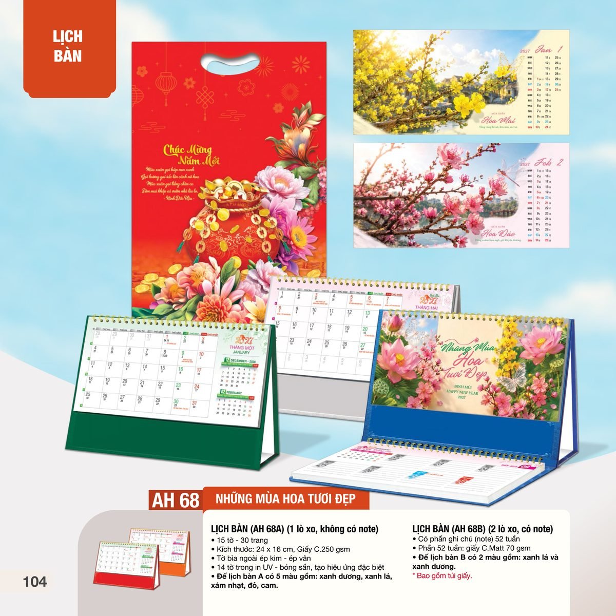 Lịch Bàn Chữ M (Có Note 52 Tuần) 2027 AH Mẫu AH68 (24 x 16cm) Giải Pháp Combo Quà Tết Doanh Nghiệp Lịch Bàn Chữ M (Có Note 52 Tuần) 2027 AH Mẫu AH68 (24 x 16cm) Giải Pháp Combo Quà Tết Doanh Nghiệp in logo doanh nghiệp quà tặng Tết tại Combo Giftset VN