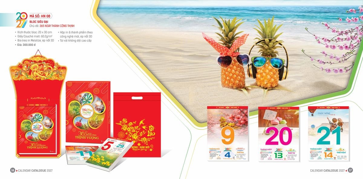 Lịch Bloc Hoa Niên 2027 ĐP DPHN07 Giải Pháp Combo Quà Tết Doanh Nghiệp
