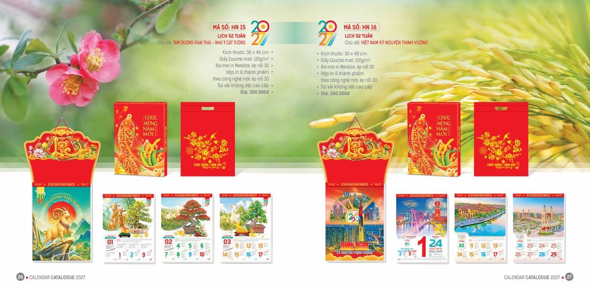 Lịch Bloc Hoa Niên 2027 ĐP DPHN12 Giải Pháp Combo Quà Tết Doanh Nghiệp