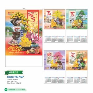 Lịch Treo Tường Nẹp Thiếc 2027 HBT Mẫu HBT33 (45 x 70cm) Giải Pháp Combo Quà Tết Doanh Nghiệp in logo doanh nghiệp quà tặng Tết tại Combo Giftset VN