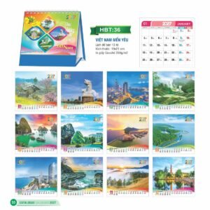 Lịch Để Bàn 2027 HBT Mẫu HBT36 (19 x 21cm) Giải Pháp Combo Quà Tết Doanh Nghiệp in logo doanh nghiệp quà tặng Tết tại Combo Giftset VN