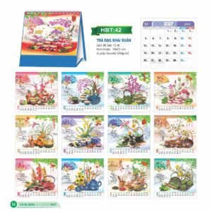 Lịch Để Bàn 2027 HBT Mẫu HBT43 (19 x 21cm) Giải Pháp Combo Quà Tết Doanh Nghiệp in logo doanh nghiệp quà tặng Tết tại Combo Giftset VN