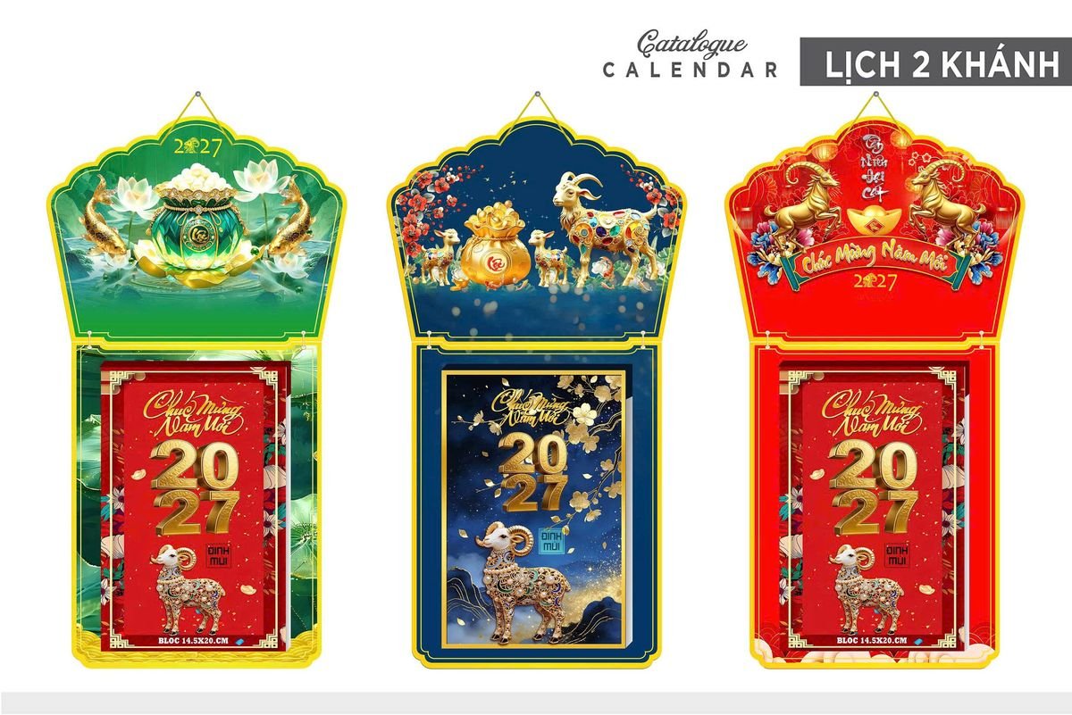 Lịch Khánh Gỗ Lamina 2 Đầu 2027 LM2D_001 Set Lịch Tết Kèm Quà Tặng Doanh Nghiệp Lịch Khánh Gỗ Lamina 2 Đầu 2027 LM2D_001 - Combo Giftset Quà Tặng