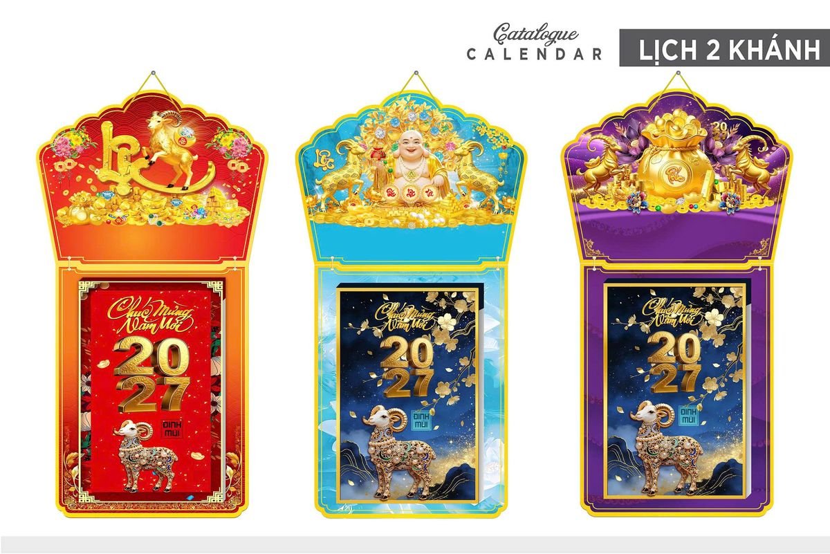 Lịch Khánh Gỗ Lamina 2 Đầu 2027 LM2D_004 - Combo Giftset Quà Tặng