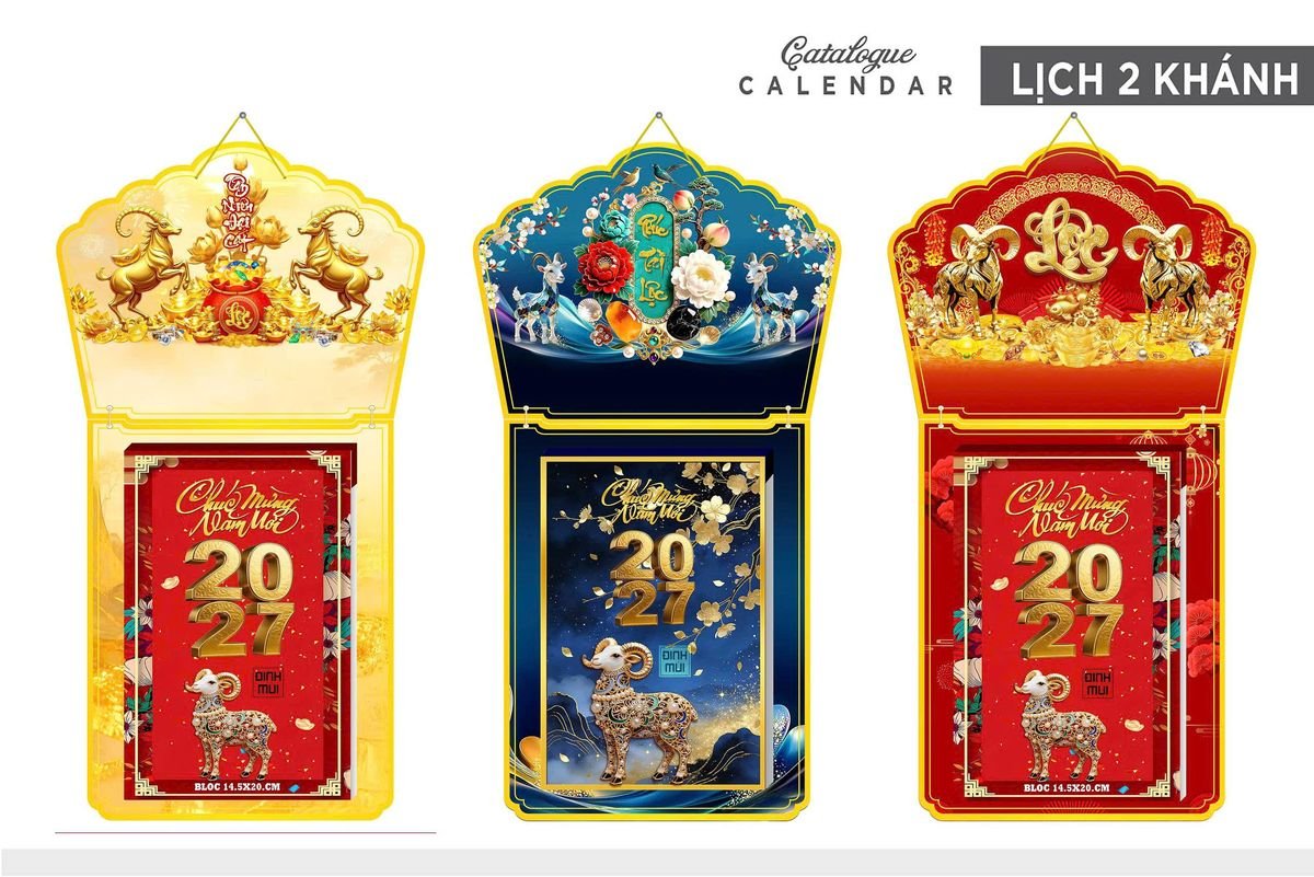 Lịch Khánh Gỗ Lamina 2 Đầu 2027 LM2D_006 - Combo Giftset Quà Tặng