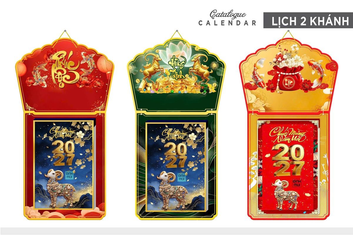 Lịch Khánh Gỗ Lamina 2 Đầu 2027 LM2D_007 - Combo Giftset Quà Tặng