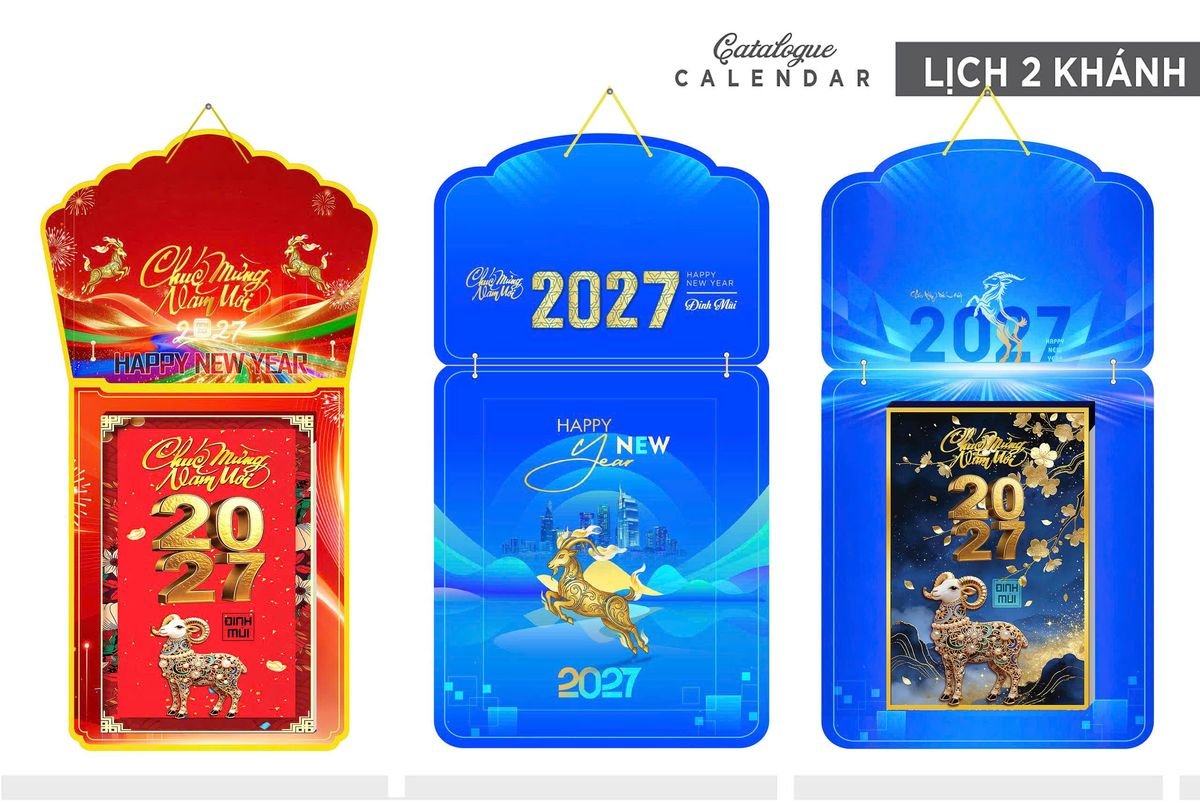 Lịch Khánh Gỗ Lamina 2 Đầu 2027 LM2D_011 - Combo Giftset Quà Tặng