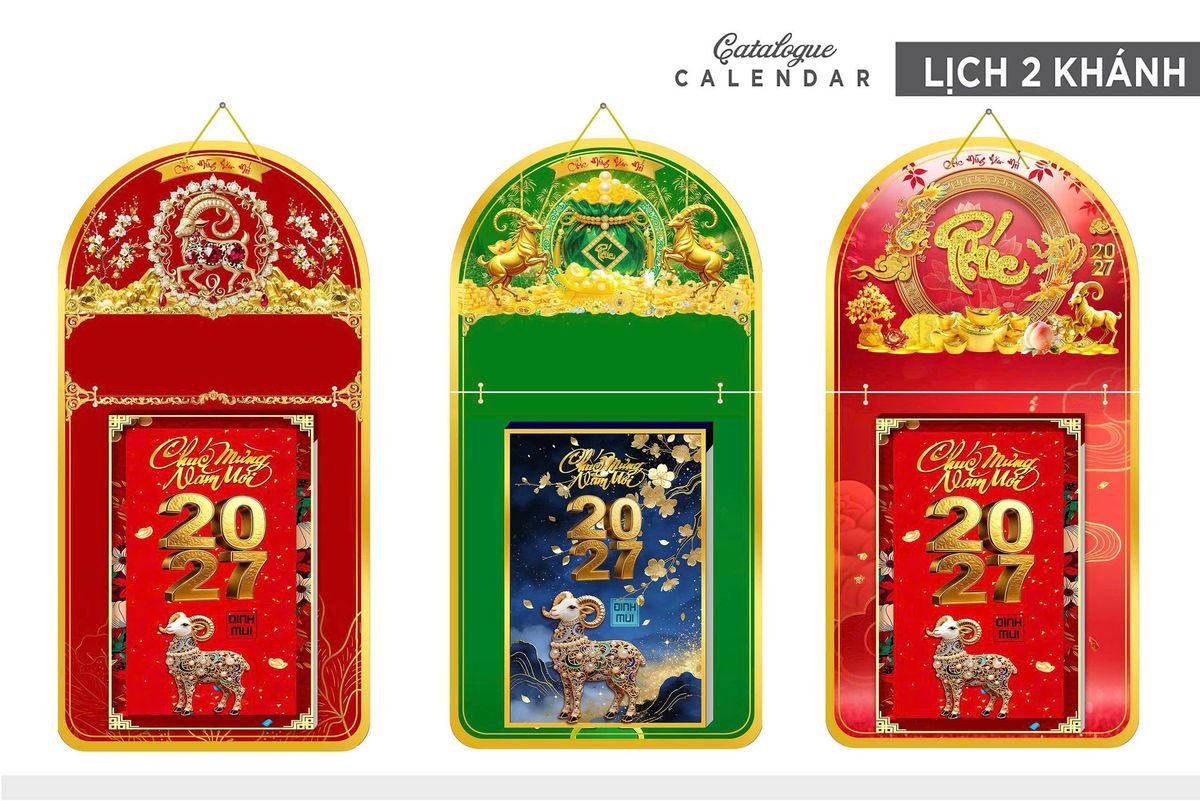 Lịch Khánh Gỗ Lamina 2 Đầu 2027 LM2D_015 - Combo Giftset Quà Tặng