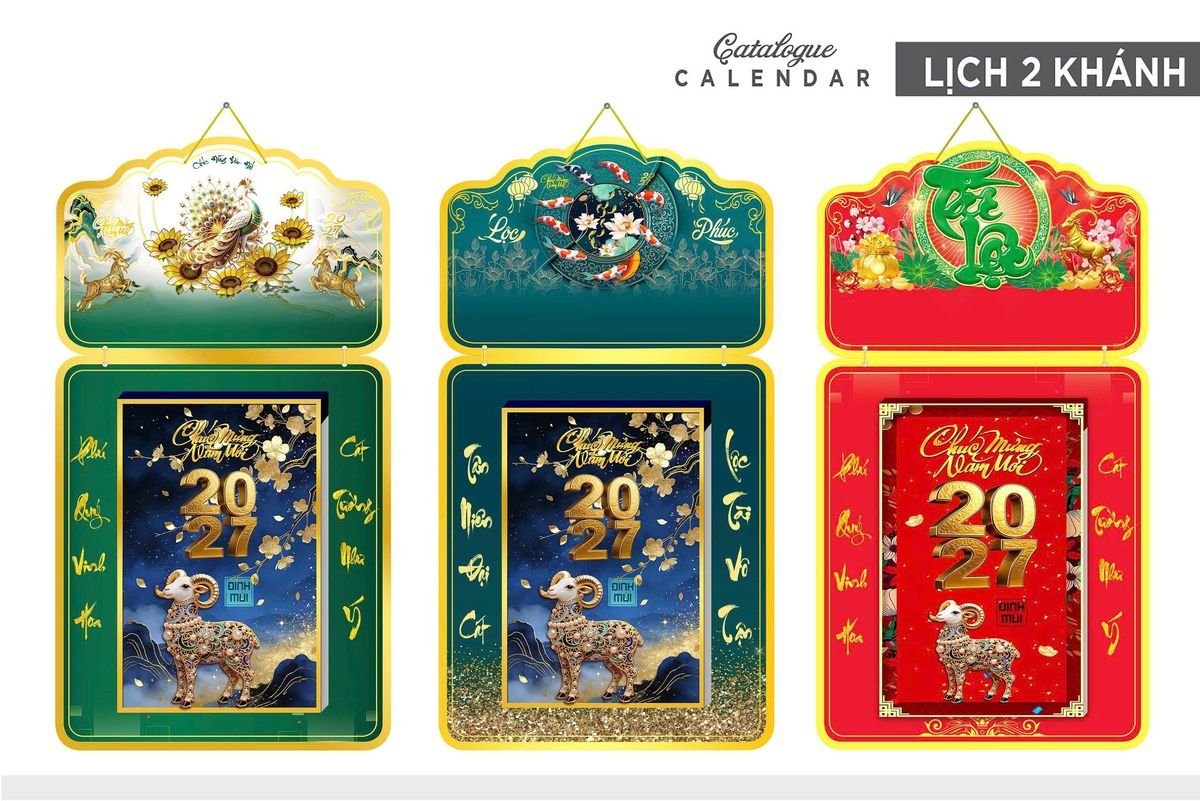 Lịch Khánh Gỗ Lamina 2 Đầu 2027 LM2D_026 - Combo Giftset Quà Tặng