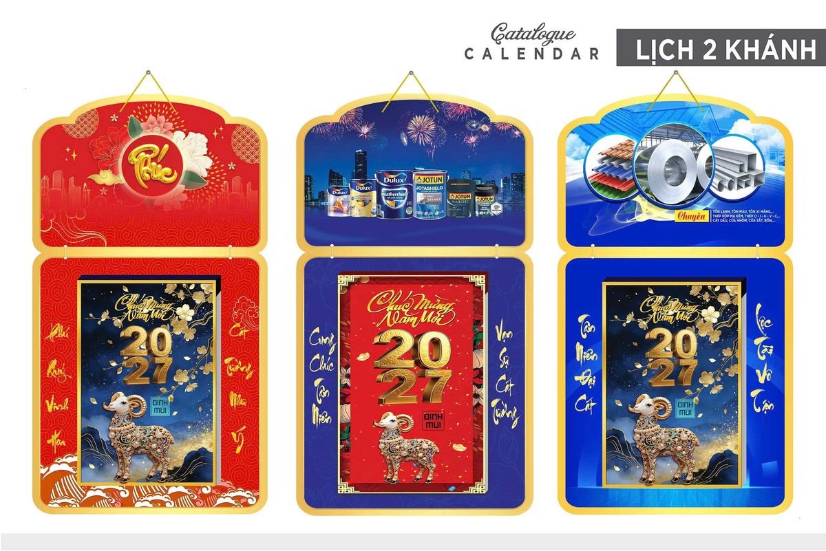 Lịch Khánh Gỗ Lamina 2 Đầu 2027 LM2D_035 - Combo Giftset Quà Tặng