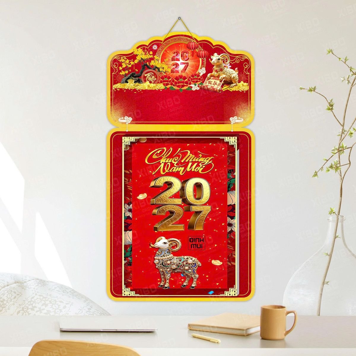 Lịch Khánh Gỗ Lamina 2 Đầu 2027 LM2D_044 - Combo Giftset Quà Tặng
