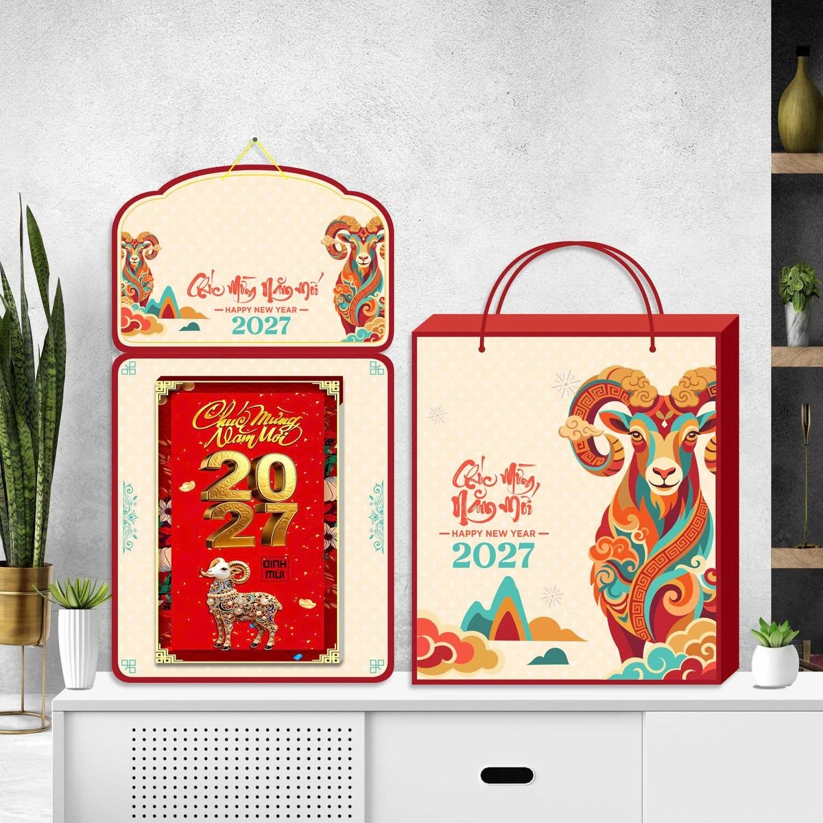 Lịch Khánh Gỗ Lamina 2 Đầu 2027 LM2D_064 - Combo Giftset Quà Tặng