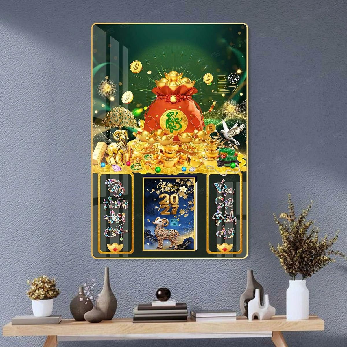 Lịch Gỗ Lamina Cao Cấp 40x60cm 2027 LM406_042 - Combo Giftset Quà Tặng