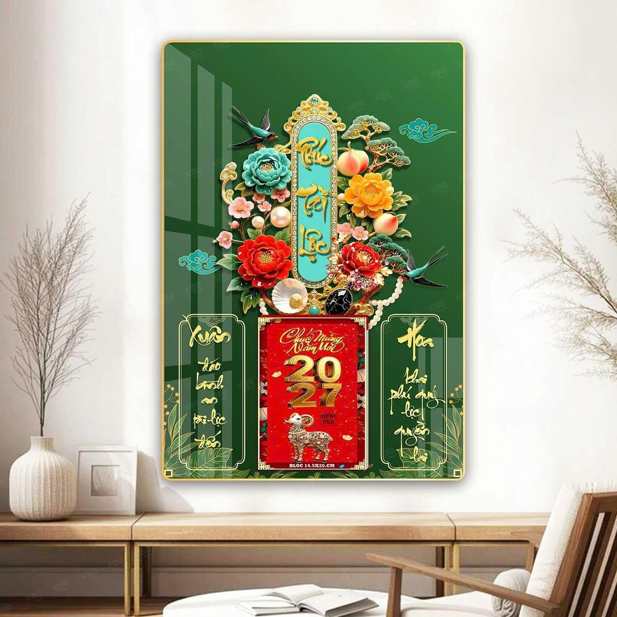 Lịch Gỗ Lamina Cao Cấp 40x60cm 2027 LM406_068 - Combo Giftset Quà Tặng