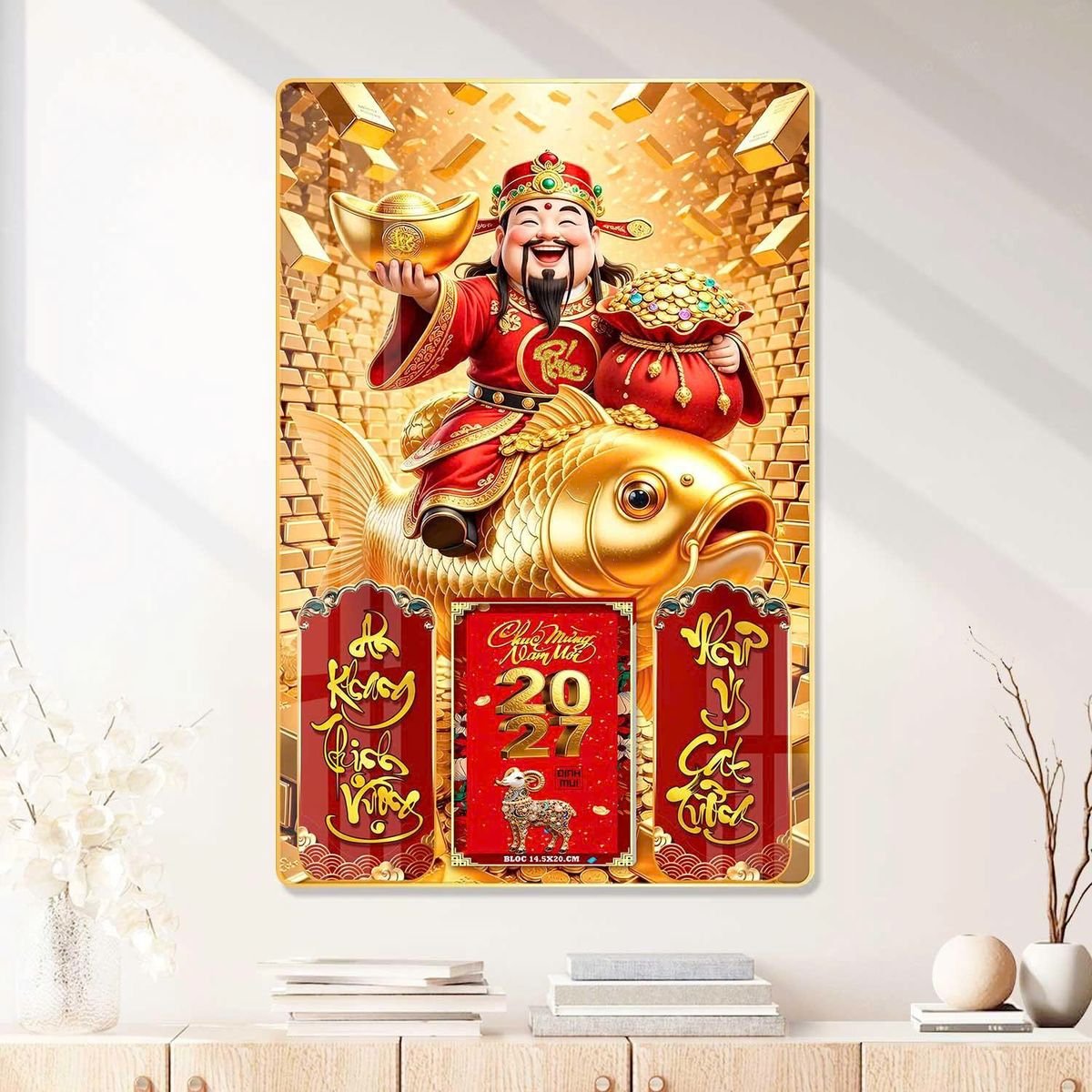 Lịch Gỗ Lamina Cao Cấp 40x60cm 2027 LM406_079 - Combo Giftset Quà Tặng