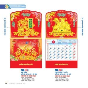Lịch Treo Tường Lò Xo 2027 NB Mẫu NB199D (37 x 68cm) Giải Pháp Combo Quà Tết Doanh Nghiệp in logo doanh nghiệp quà tặng Tết tại Combo Giftset VN