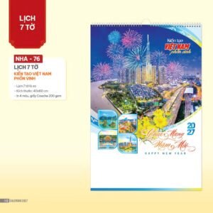 Lịch Treo Tường Lò Xo 2027 NHA Mẫu NHA76 (40 x 60cm) Giải Pháp Combo Quà Tết Doanh Nghiệp in logo doanh nghiệp quà tặng Tết tại Combo Giftset VN