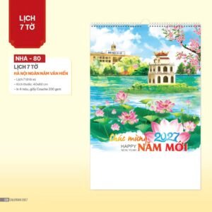 Lịch Treo Tường Lò Xo 2027 NHA Mẫu NHA80 (40 x 60cm) Giải Pháp Combo Quà Tết Doanh Nghiệp in logo doanh nghiệp quà tặng Tết tại Combo Giftset VN