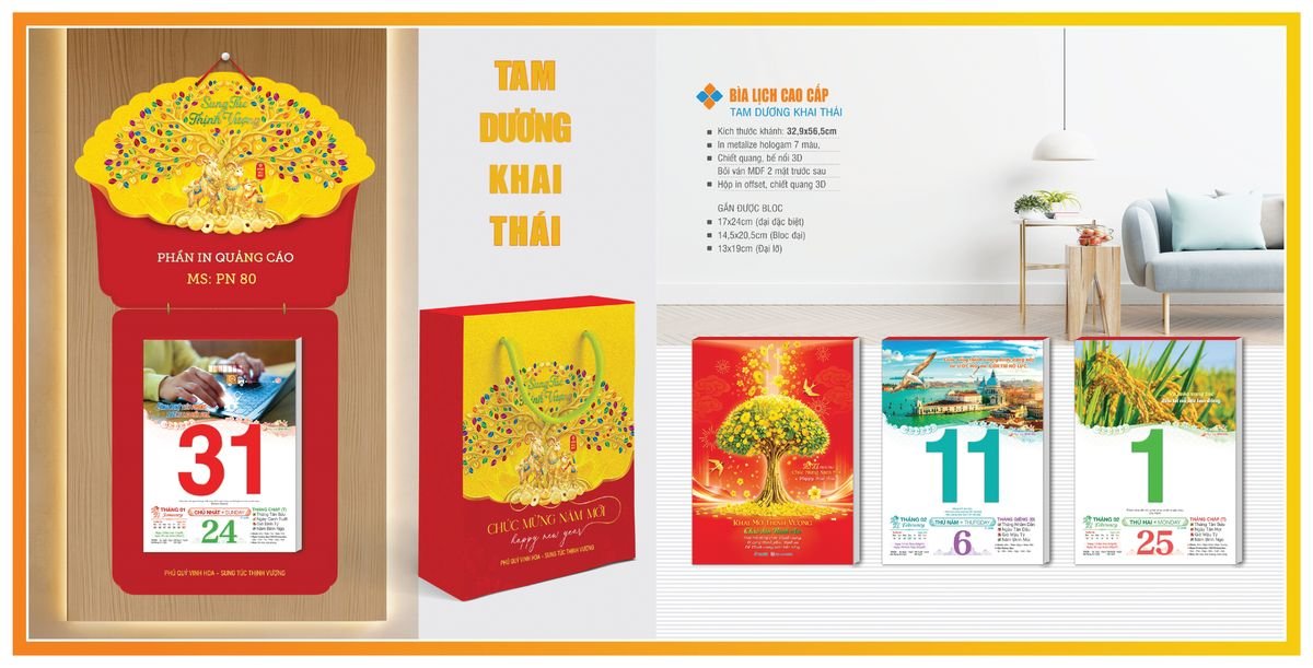 Bìa Lịch Treo Gắn Bloc TPNBIA02 Giải Pháp Combo Quà Tết Doanh Nghiệp