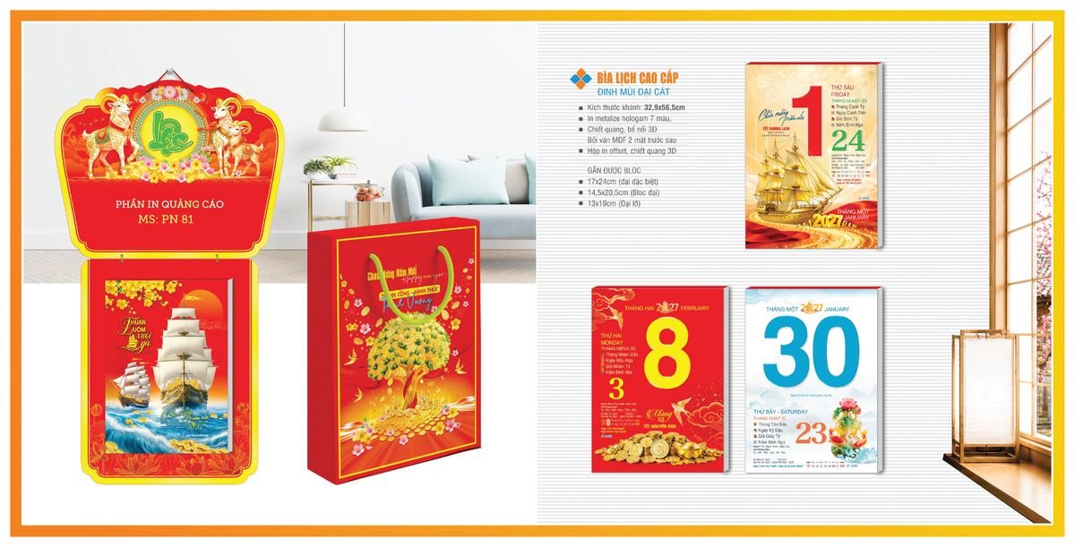 Bìa Lịch Treo Gắn Bloc TPNBIA03 Giải Pháp Combo Quà Tết Doanh Nghiệp