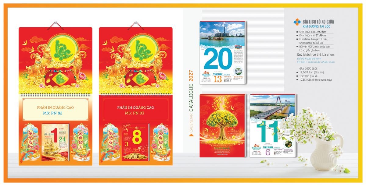 Bìa Lịch Treo Gắn Bloc TPNBIA04 Giải Pháp Combo Quà Tết Doanh Nghiệp