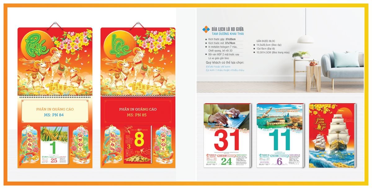 Bìa Lịch Treo Gắn Bloc TPNBIA05 Giải Pháp Combo Quà Tết Doanh Nghiệp