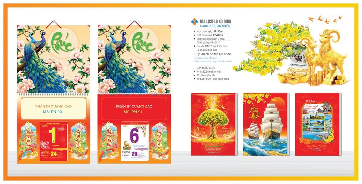 Bìa Lịch Treo Gắn Bloc TPNBIA08 Giải Pháp Combo Quà Tết Doanh Nghiệp