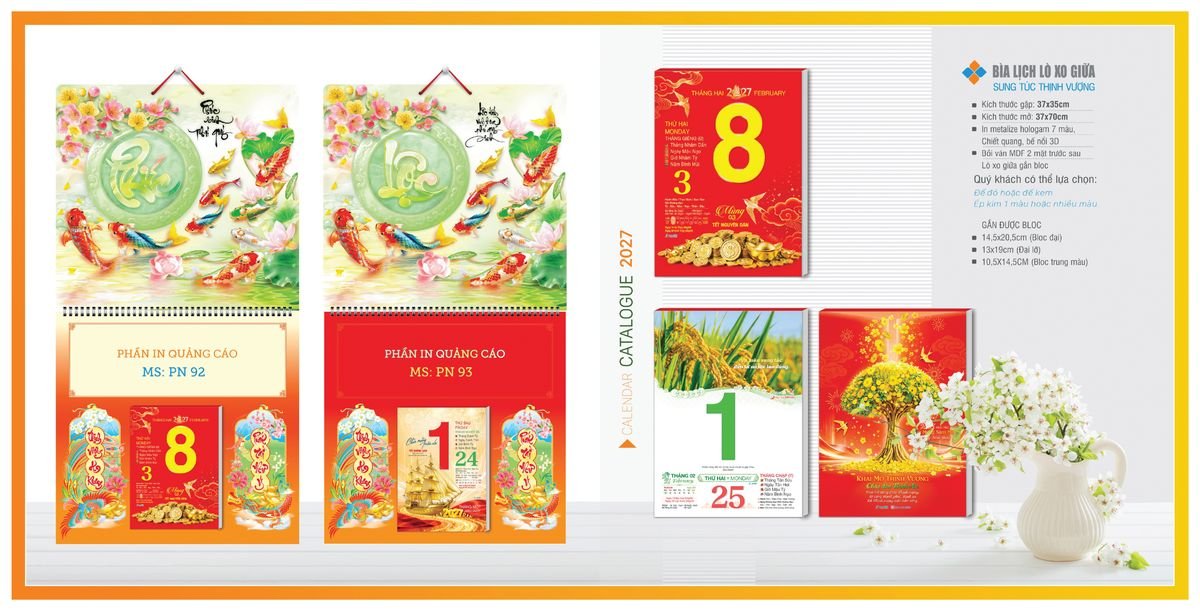 Bìa Lịch Treo Gắn Bloc TPNBIA09 Giải Pháp Combo Quà Tết Doanh Nghiệp